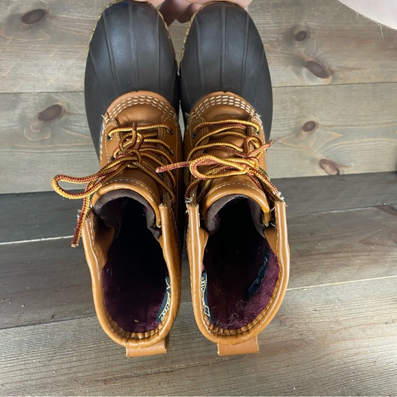 Ll Bean Womens size 6 duck boots brown waterproof hunting shoes - Picture 5 of 8